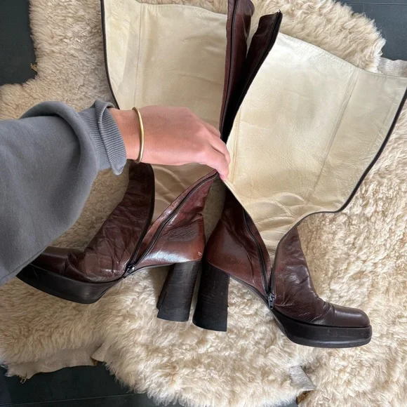 Miu Miu Dark Brown Heeled Boots - Picture 5 of 12